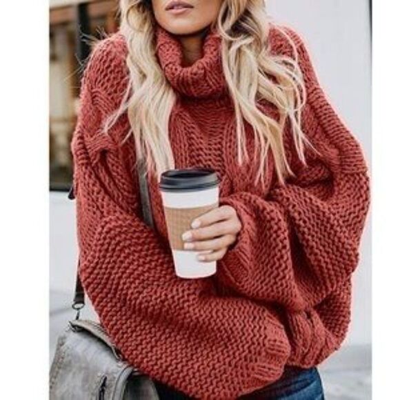 New Chunky Loose Ballon Sleeve Knit Sweater - Picture 4 of 11